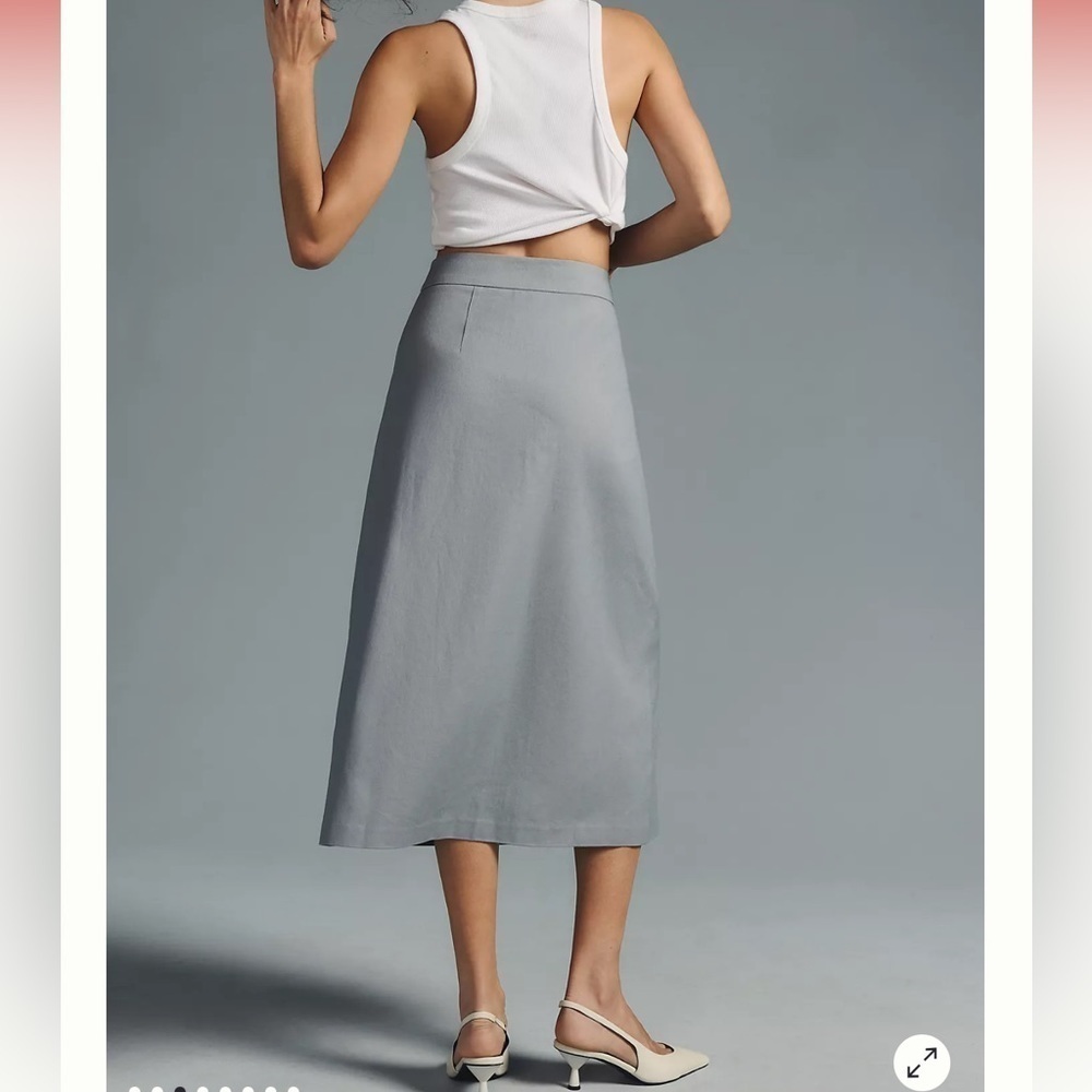 Anthropology Mare Mare Gray Utility MIDI Skirt with front buttons sz XS NWT - Picture 3 of 10